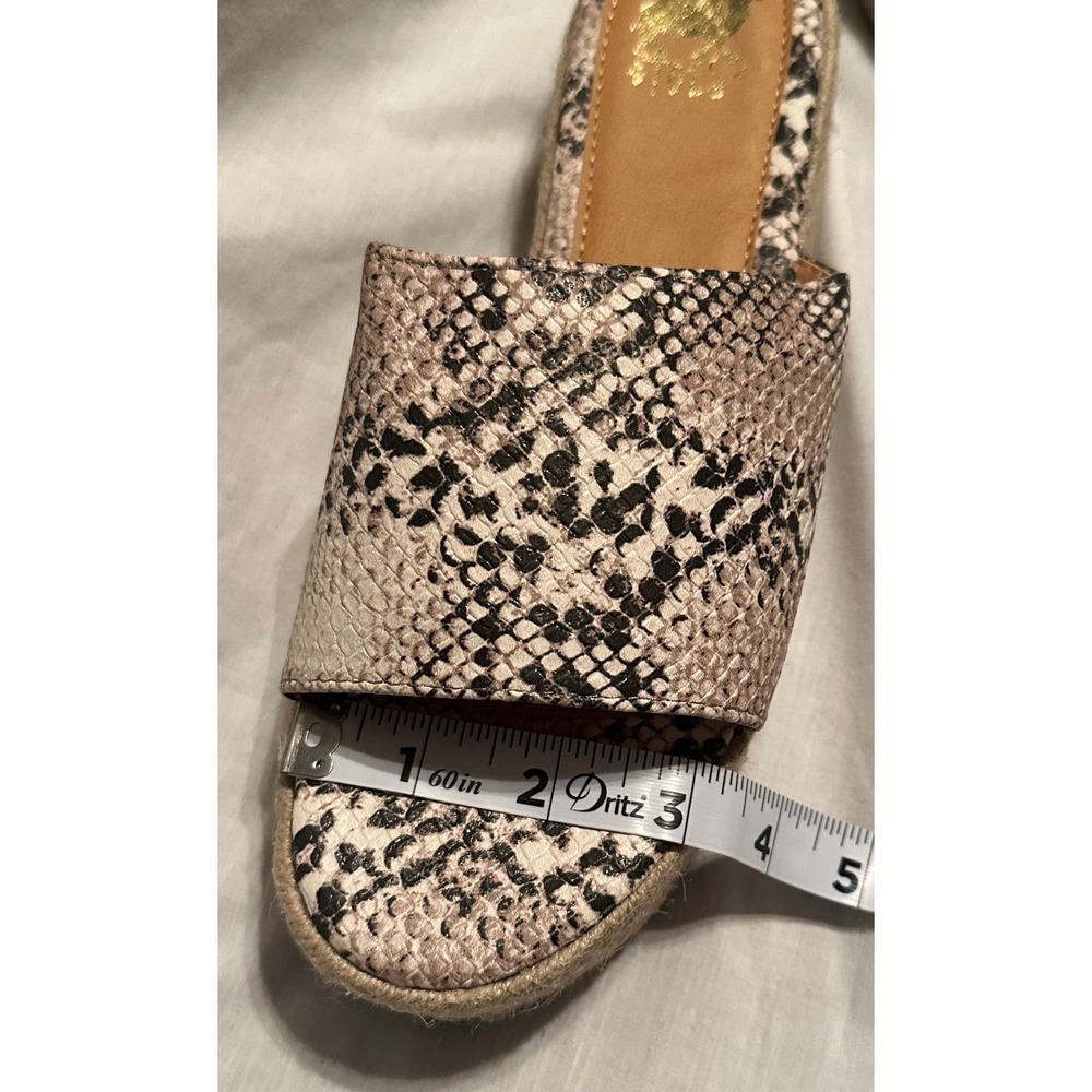 Camel Toes Flatform Espadrille Slide Mules Neutral Faux Snakeskin Sandals - Picture 10 of 14